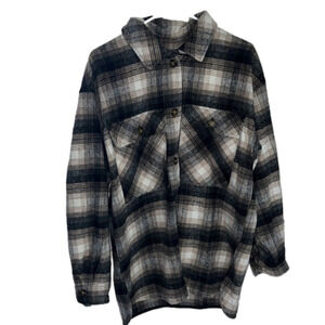 PLAID brown and black size medium oversized wild fable button down jacket